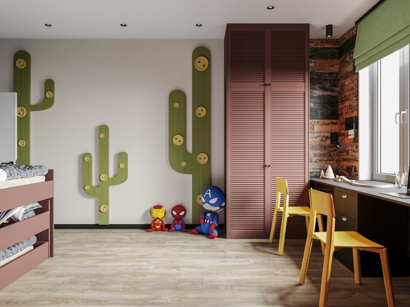 Красивый дизайн детской комнаты с хорошим подбором цветов 3