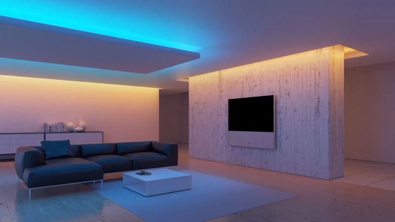 Пример подсветки потолка и стен в дизайне интерьера 16